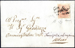 Cover Colico, Cor. Punti 11, Lettera Del 18.1.1851 Affrancato Con 15 C. Rosso Vermiglio Chiaro I Tipo Carta A Mano, Firm - Lombardo-Vénétie