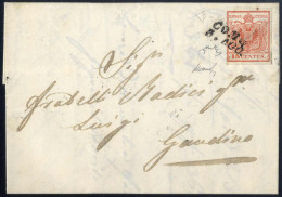 Cover Como, SI Punti 8, Lettera Del 3.8.1850 Affrancato Con 15 C. Rosso I Tipo Carta A Mano, Firmata ED E Chiavarello, S - Lombardo-Vénétie