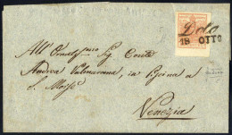 Cover Dolo, (Cor. Punti 3) Lettera Del 18.10.1853 Per Venezia Affrancata Con 15 C. Rosa II Tipo Carta A Mano, Firmata So - Lombardo-Vénétie