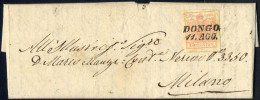Cover Dongo, (SI Punti 5) Lettera Del 11.8.1858 Per Milano Affrancata Con 15 C. Rosa Carta A Macchina, Sass. 20 / 270,- - Lombardo-Venetien
