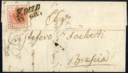 Cover Edolo, (SI Punti 5) Lettera Del 13.6.1850 Tredicesimo Giorno D'uso Per Brescia Affrancata Con 15 C. Rosso I Tipo P - Lombardo-Venetien