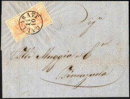 Cover Gallarate, C1 Punti 8, Lettera Del 14.10.1858 Per Fiorenzuola Affrancata Con Coppia 15 C. Rosa Carta A Macchina, F - Lombardo-Venetien