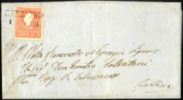 Cover Gazzaniga, SD Punti 11, Lettera Del 1.2.1859 Per Gandino Affrancata Con 5 S. Rosso I Tipo, Cert. Enzo Diena, Sass. - Lombardo-Vénétie