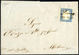 Cover Lecco, Cor. Punti 6, Lettera Del 20.11.1859 Per Milano Affrancata Con 20 C. Indaco IV Di Sardegna, Firmata ED, Sas - Lombardo-Venetien