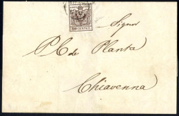 Cover Milano, (C1 Usato Nel Giugno Punti 10) Lettera Del 9.6.1850 Nono Giorno D`uso Per Chiavenna Affrancata Con 30 C. B - Lombardo-Vénétie