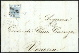 Cover Milano, (SD I Punti 6) Lettera Del 21.6.1850 Ventunesimo Giorno D`uso Per Venezia, Affrancata Con 45 C. Azzurro Ch - Lombardo-Vénétie