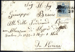 Cover Missaglia, (SI Punti 10), Lettera Del 29.9 Per Vienna (Austria) Affrancata Con 45 C. Azzurro I Tipo Carta A Mano,  - Lombardo-Vénétie