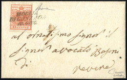 Cover Moglia Di Gonzaga, (SI Azzurro Punti R3) Lettera Del 10.6.1850 Decimo Giorno D'uso Per Revere Affrancata Con 15 C. - Lombardo-Venetien