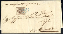 Cover Monza, (SD Azzurro Punti R1) Lettera Del 15.6.1850 Quindicesimo Giorno D`uso Per Mantova, Affrancata Con 30 C. Bru - Lombardo-Venetien