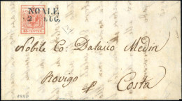 Cover Noale, (SD Azzurro Punti R3) Lettera Del 2.7.1850 Per Rovigo Affrancata Con 15 C. Rosso I Tipo Prima Tiratura Cart - Lombardo-Vénétie