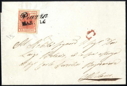 Cover Piazza, Cor. Punti 11, Lettera Del 14.3.1851 (datario Invertito) Per Milano Affrancata Con 15 C. Rosso Vermiglio I - Lombardo-Venetien