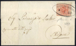 Cover Pieve Di Soligo, O53 Punti 8, Lettera Del 8.1.1853 Per Padova Affrancata Con 15 C. Rosso III Tipo Carta A Mano, Fi - Lombardo-Vénétie