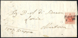 Cover Revere, (SI Punti 5) Lettera Del 7.12.1850 Per Venezia Affrancata Con 15 C. Rosso I Tipo Carta A Mano, Firmata ED, - Lombardo-Venetien