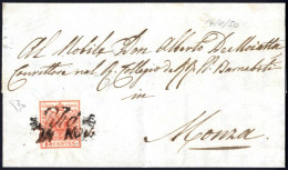 Cover Rho, (Cor. Punti R1) Lettera Del 14.11.1850 Per Monza Affrancata Con 15 C. Rosso I Tipo Prima Tiratura Carta A Man - Lombardo-Venetien