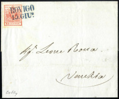 Cover Rovigo, (SD Azzurro Punti 11) Lettera Del 15.6.1850 Quindicesimo Giorno D`uso Per Venezia Affrancata Con 15 C. Ros - Lombardo-Venetien