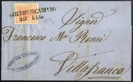 Cover S. Pietro Incariano, SD Punti 8, Lettera Del 23.7.1857 Per Villafranca Affrancata Con 15 C. Rosa Vermiglio Carta A - Lombardy-Venetia