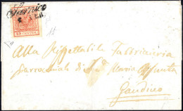 Cover Sarnico, Cor. Punti 10, Lettera Del 6.2.1853 Per Gandino Affrancata Con 15 C. Rosso III Tipo Carta A Mano, Cert. E - Lombardije-Venetië