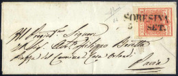 Cover Soresina, (SD Punti 4) Minilettera Del 5.9 Per Pavia Affrancata Con 15 C. Rosso Vivo III Tipo Carta A Mano, Firmat - Lombardy-Venetia