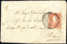 Cover Tonzanico, (C3 Punti 11) Minilettera Del 10.11 Per Milano Affrancata Con 5 C. Rosso I Tipo, Sass. 25 / 4750,- - Lombardo-Venetien