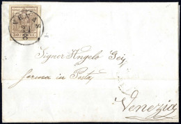 Cover Venas, C1 Punti 6, Lettera Del 21.8.1857 Per Venezia Affrancata Con 30 C. Bruno II Tipo Carta A Macchina, Firmata  - Lombardo-Venetien
