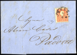 Cover Venezia, (C1 Punti 10) Lettera Del 16.2 Per Padova Affrancata Con 5 Kreuzer Rosso II Tipo, Cert. Enzo Diena, Sass. - Lombardo-Venetien