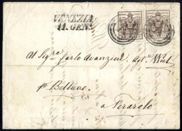 Cover Venezia, (M Punti 8), Lettera Del 11.1.1851 Per Terarolo Affrancata Con Due 30 C. Bruno I Tipo Carta A Mano, Sass. - Lombardije-Venetië