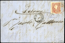 Cover Venezia, C1 Rosso Punti R1, Lettera Del 21.6.1861 Per Verona Affrancata Con 10 S. Bruno Chiaro II Tipo, Cert. R Di - Lombardy-Venetia