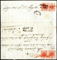 Cover Venezia, Raccomand.a In Rosso Punti 12, Lettera Raccomandata Del 7.10.1850 Per Padova Affrancata Con Quattro 15 C. - Lombardije-Venetië