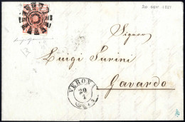 Cover Verona, (M, 2CO Punti 11), Lettera Del 20.1.1851 Per Gavardo Affrancata Con 15 C. Rosso Vermiglio I Tipo Carta A M - Lombardije-Venetië