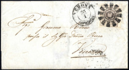 Cover Verona, (M, 2CO Punti 11), Lettera Del 23.1.1851 Per Venezia Affrancata Con 30 C. Bruno I Tipo Carta A Mano, Cert. - Lombardy-Venetia