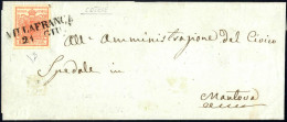 Cover Villafranca, SD Punti 8, Lettera Del 21.6.1851 Per Mantova Affrancata Con 15 C. Rosso Vermiglio I Tipo Carta A Cos - Lombardo-Venetien