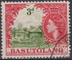 1954 Basutoland ° Mi:GB-BA 49, Sn:GB-BA 49, Yt:GB-BA 49, Basuto Household, Queen Elizabeth II Pictorials - 1933-1964 Colonia Británica