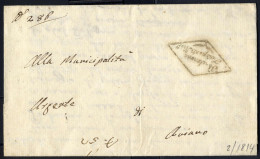 Cover 1814, Lettera In Franchigia Da Pordenone Con Timbro A Rombo Non Catalogato Per Aviano - Lombardo-Veneto