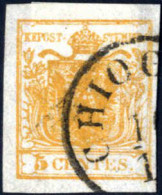 O 1850, 5 Cent. Arancio, Usato, Splendido, Firmato Colla, Sass. 1h / 300,- - Lombardo-Venetien