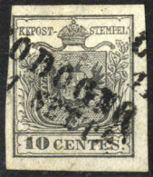 O 1850, 10 Cent. Grigio (grau), Prima Tiratura, Firm. A. Diena, Cert. Goller (Sass. Non Catalogato) - Lombardy-Venetia