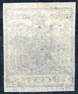 O 1850, 10 Cent. Nero, "decalco", Cert. Matl (Sass. 2f) - Lombardo-Veneto