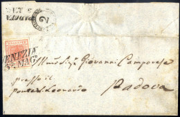 Cover 1850, 15 Cent. Rosso, Primo Tipo, Su Lettera Da Venezia (Sass. 3 - ANK 3HI) - Lombardy-Venetia