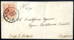 Cover 1850, 15 Cent. Rosso Salmone, Spazio Tipografico In Basso, Su Lettera Da Milano, Cert. Sorani (Sass. 6m - 1650,- / - Lombardije-Venetië