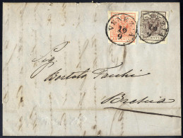 Cover 1850, Lettera Della Terza Distanza Da Venezia Per Brescia Affrancata Con Sass. 6 + 7 - Lombardo-Vénétie