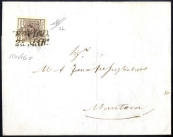 Cover 1850, 30 Cent. Bruno Scuro, Primo Tipo, Su Lettera Da Rovigo, Firm. Sorani (Sass. 7d - ANK 4HI) - Lombardy-Venetia
