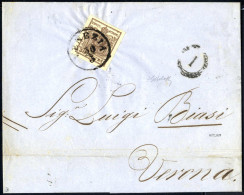 Cover 1850, 30 Cent. Bruno Scuro, Secondo Tipo, Su Lettera Da Venezia, Firmata G.Bolaffi (Sass. 8 - ANK 4HIII) - Lombardo-Venetien