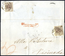 Cover 1850, Raccomandata Da Venezia Per Visinada Affrancata Recto - Verso Con 30 Cent., Annullo "Raccomandata" In Rosso  - Lombardy-Venetia