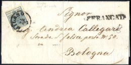 Cover 1850, Lettera Della Terza Distanza Per L' Estero Da Milano Per Bologna Affrancata Con Sass. 11, Annullo "AFFRANCAT - Lombardo-Vénétie