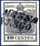 O 1850, 10 Cent. Nero, Annullato Massa, Splendido, Firmato Colla, Sass. 2 / 250,- - Lombardije-Venetië