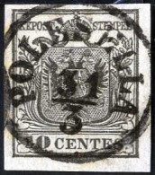 O 1850, 10 Cent. Nero, Annullato Polesella 31.3., Splendido, Firmato Colla, Sass. 2 / 250,- - Lombardije-Venetië