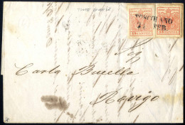 Cover 1854, 15 Cent. Carta A Macchina, Due Esemplari Di Tinte Nettamente Differenti Su Lettera Da Toscolano (Sass. 20+20 - Lombardy-Venetia