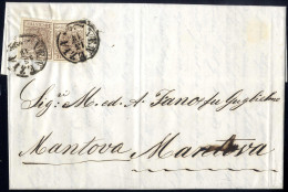 Cover 1854, 30 Cent. Bruno, Carta A Macchina, Due Esemplari Su Lettera Doppio Porto Da Venezia Per Mantova (Sass. 21 - A - Lombardo-Venetien