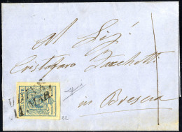 Cover 1854, 45 Cent. Azzurro, Carta A Macchina, Su Lettera Da Udine, Firm. Sorani (Sass. 22 - ANK 5MIII) - Lombardo-Vénétie