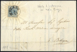 Cover 1854, Lettera Da Milano 4.12.1857 Per Bologna Affrancata Con 45 Cent. Azzurro (S. 22) - Lombardo-Vénétie