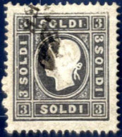 O 1858, 3 Soldi Nero Grigio II°tipo, Usato, Splendido, Firmato Colla, Sass. 29a / 350,- - Lombardije-Venetië